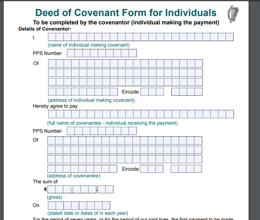 Deed of Covenant Form